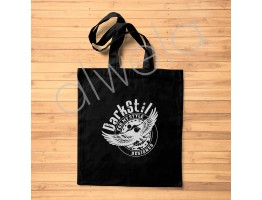 Darkstil Yazılı Kartal Figür Desen Baskılı Siyah Tote Bez Çanta 35x40 CM