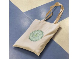 Mandala Desen Baskılı Omuz Askılı Ekru Tote Bez Çanta 35x40 CM