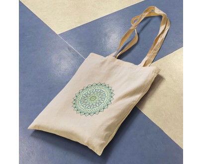 Mandala Desen Baskılı Omuz Askılı Ekru Tote Bez Çanta 35x40 CM