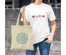 Mandala Desen Baskılı Omuz Askılı Ekru Tote Bez Çanta 35x40 CM