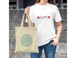 Mandala Desen Baskılı Omuz Askılı Ekru Tote Bez Çanta 35x40 CM
