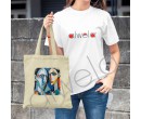 Picasso Tarzı Kadın Erkek Yüzü Tasviri Dijital Baskılı Omuz Askılı Tote Bez Çanta 35x40 CM