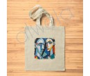 Picasso Tarzı Kadın Erkek Yüzü Tasviri Dijital Baskılı Omuz Askılı Tote Bez Çanta 35x40 CM