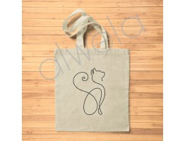 Kedi Figürü Çizim Baskılı Omuz Askılı Hambez Çanta 35x40 CM