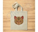 Kedi Kafası Deseni Baskılı Omuz Askılı Bez Çanta 35x40 CM