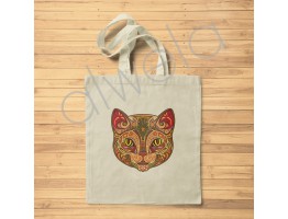  Kedi Kafası Deseni Baskılı Omuz Askılı Bez Çanta 35x40 CM