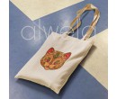  Kedi Kafası Deseni Baskılı Omuz Askılı Bez Çanta 35x40 CM