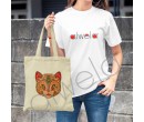  Kedi Kafası Deseni Baskılı Omuz Askılı Bez Çanta 35x40 CM