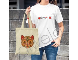  Kedi Kafası Deseni Baskılı Omuz Askılı Bez Çanta 35x40 CM