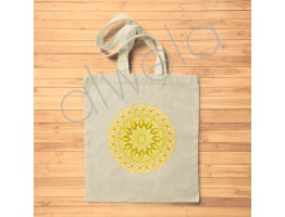 Mandala Deseni Baskılı Omuz Askılı Ekru Hambez Çanta 35x40 CM