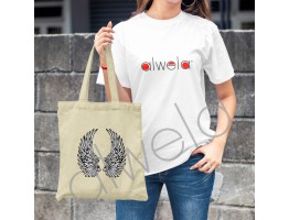ALWELA Melek Kanadı Deseni Baskılı Ekru Tote Bez Çanta 35x40 CM