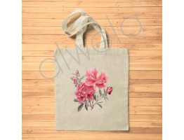 Pembe Şakayık Desen Baskılı Omuz Askılı Tote Hambez Çanta 35x40 CM