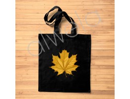 Sonbahar Akağaç Yaprağı Desen Baskılı Omuz Askılı Siyah Bez Çanta 35x40 CM