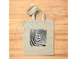 Zebra Kafası Baskılı Pamuklu Bez Omuz Çantası 35x40 CM