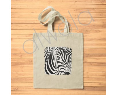 Zebra Kafası Baskılı Pamuklu Bez Omuz Çantası 35x40 CM